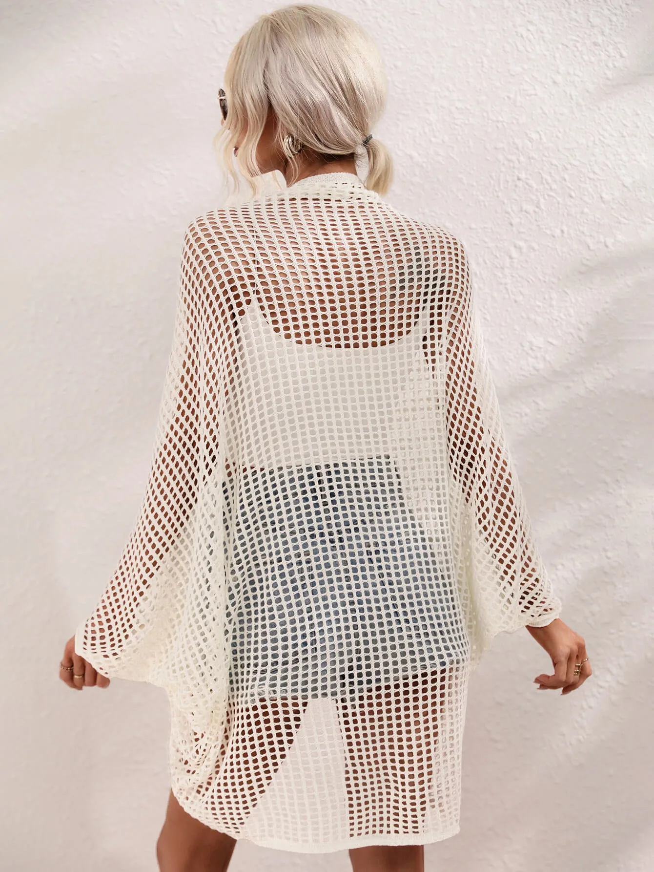 Opal Openwork Open Front Longline Cover Up