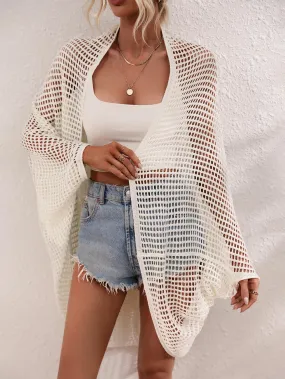 Opal Openwork Open Front Longline Cover Up
