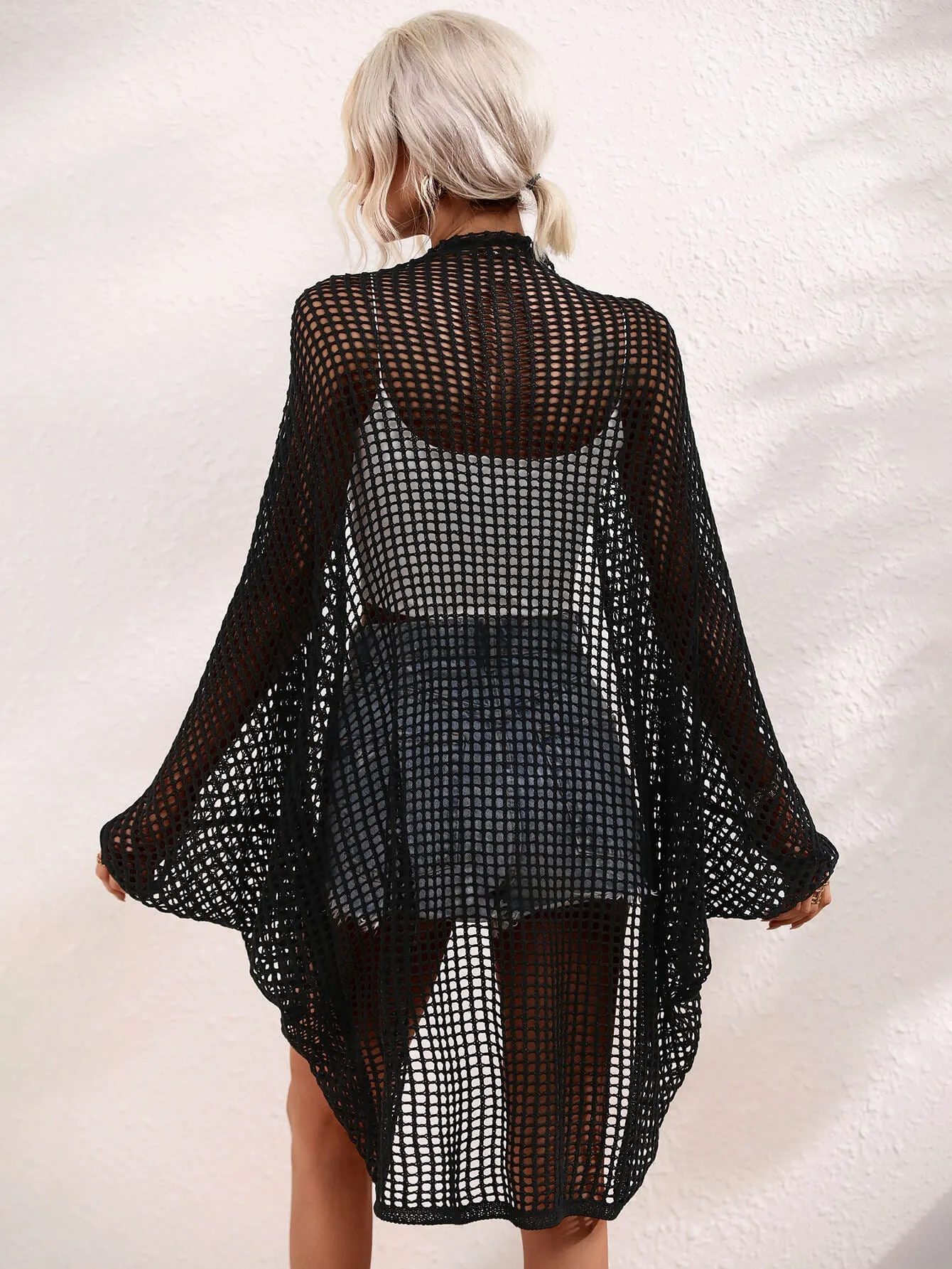Opal Openwork Open Front Longline Cover Up