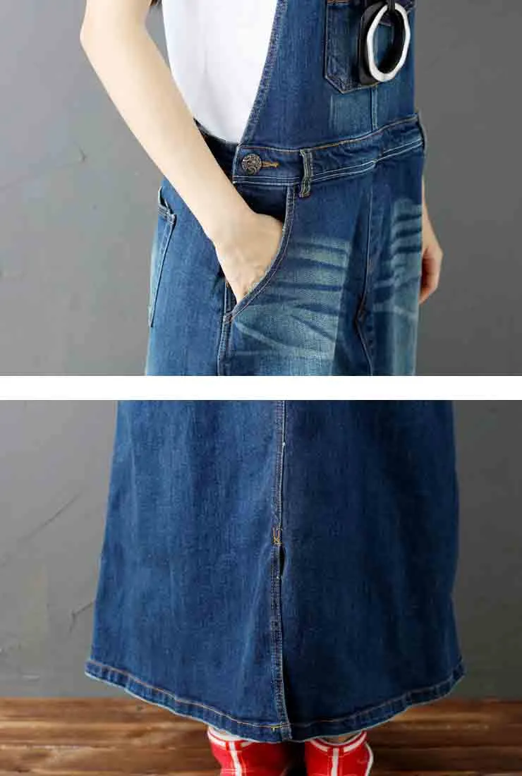 Oversize Cotton Denim Strap Overall Dress