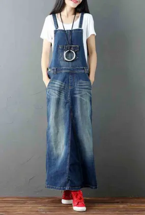 Oversize Cotton Denim Strap Overall Dress