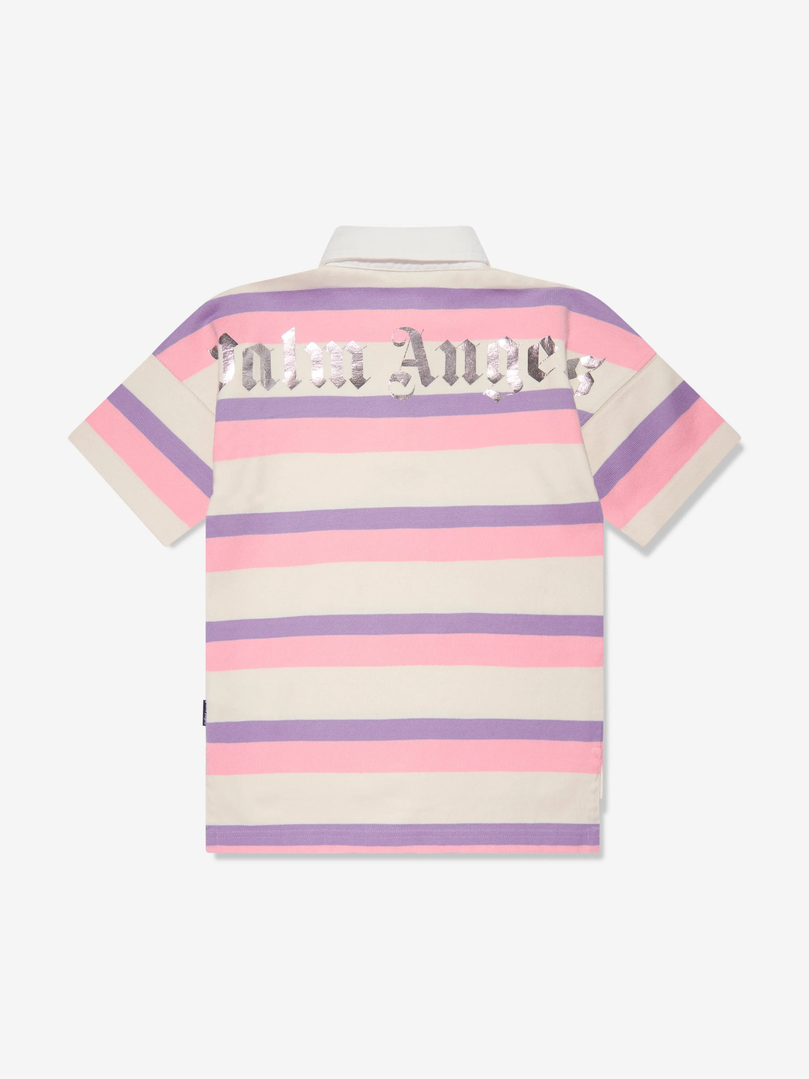 Palm Angels Girls Overlogo Striped Polo Dress in Pink