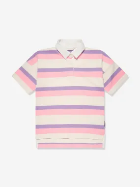 Palm Angels Girls Overlogo Striped Polo Dress in Pink