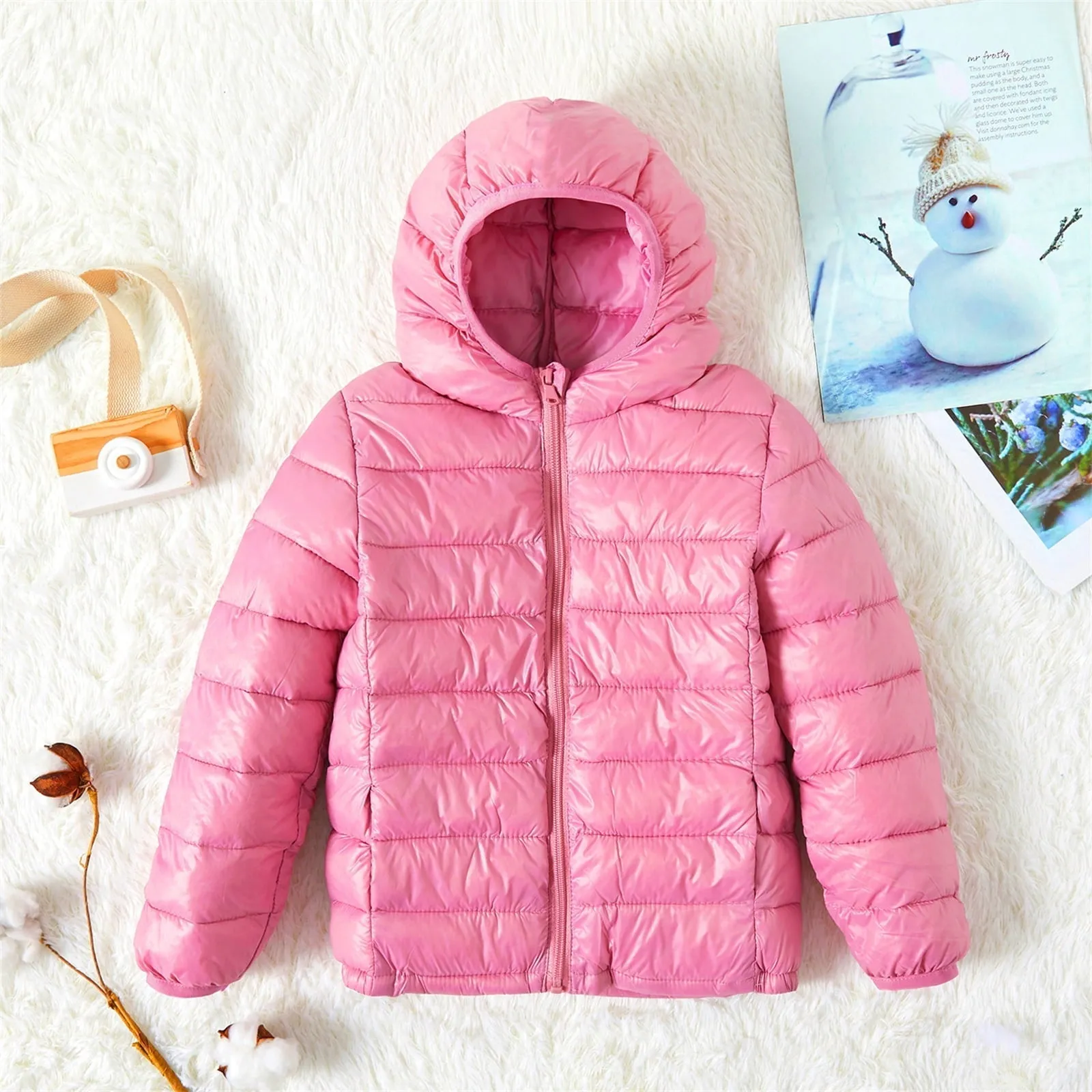 PatPat Kid Boys Girls Puffer Jacket Lightweight Zipper Winter Coat Size 4-13