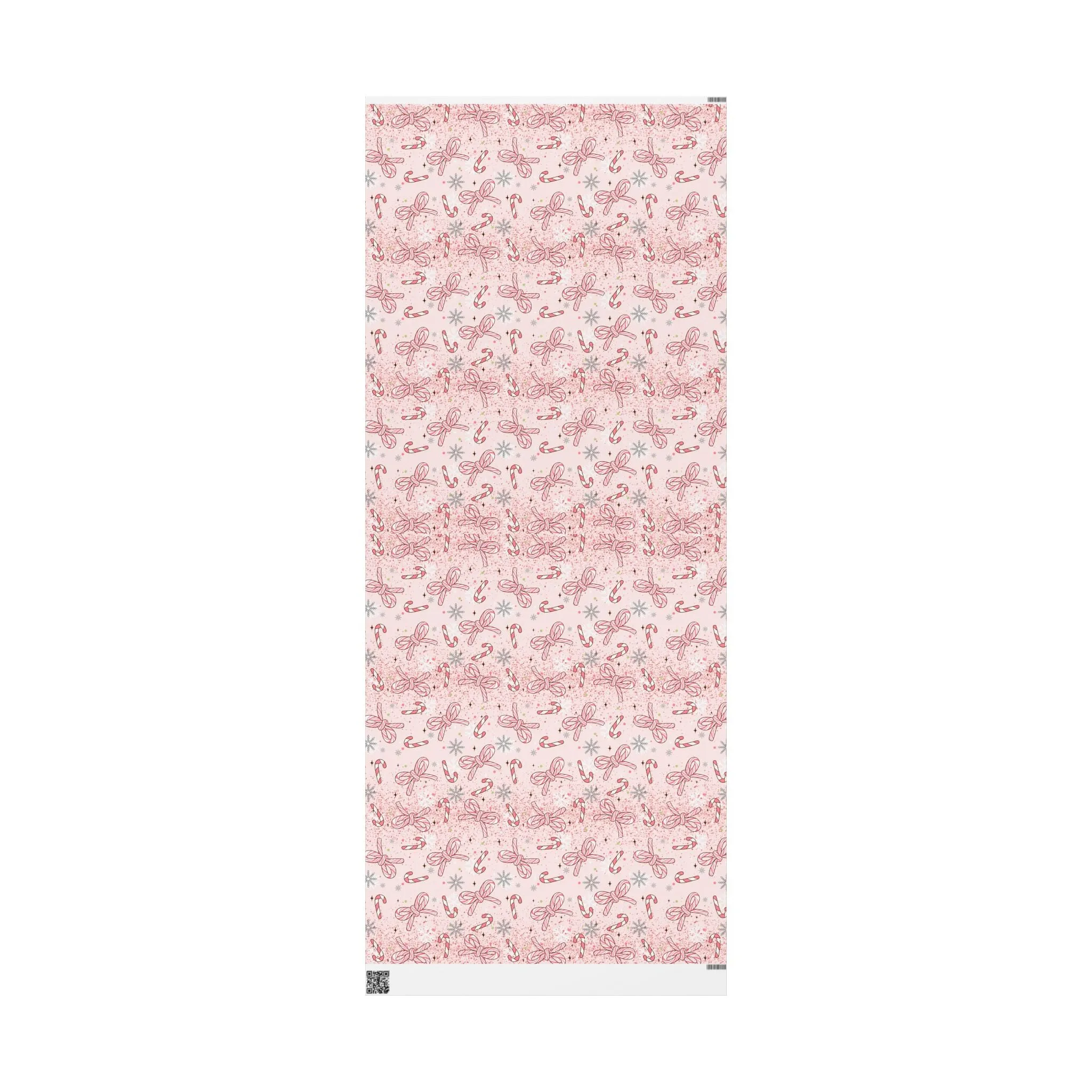 Pink Candy Cane Christmas Wrapping Paper : Trendy Holiday Gift Wrap with Bows & Snowflakes, Premium and Eco-Friendly