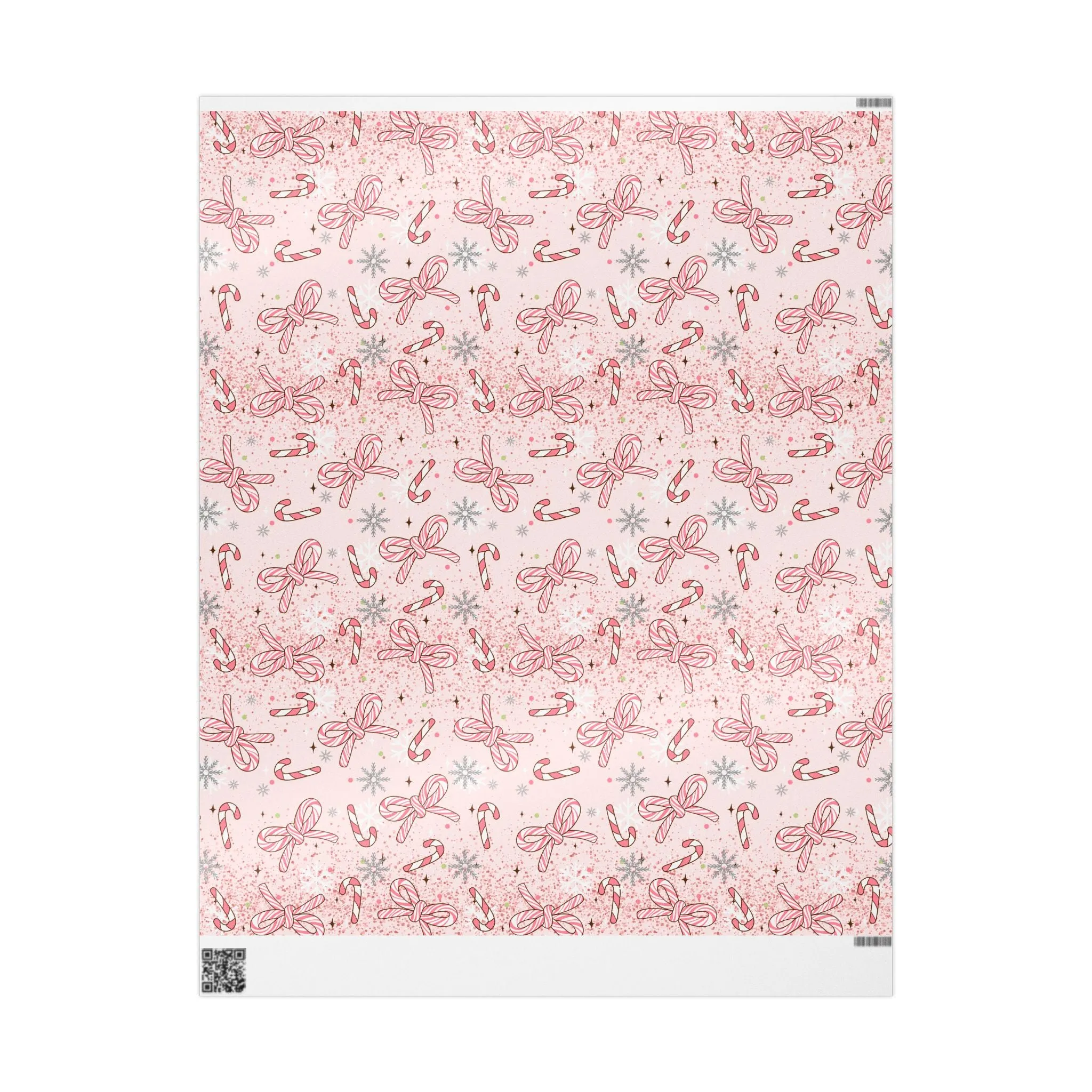Pink Candy Cane Christmas Wrapping Paper : Trendy Holiday Gift Wrap with Bows & Snowflakes, Premium and Eco-Friendly