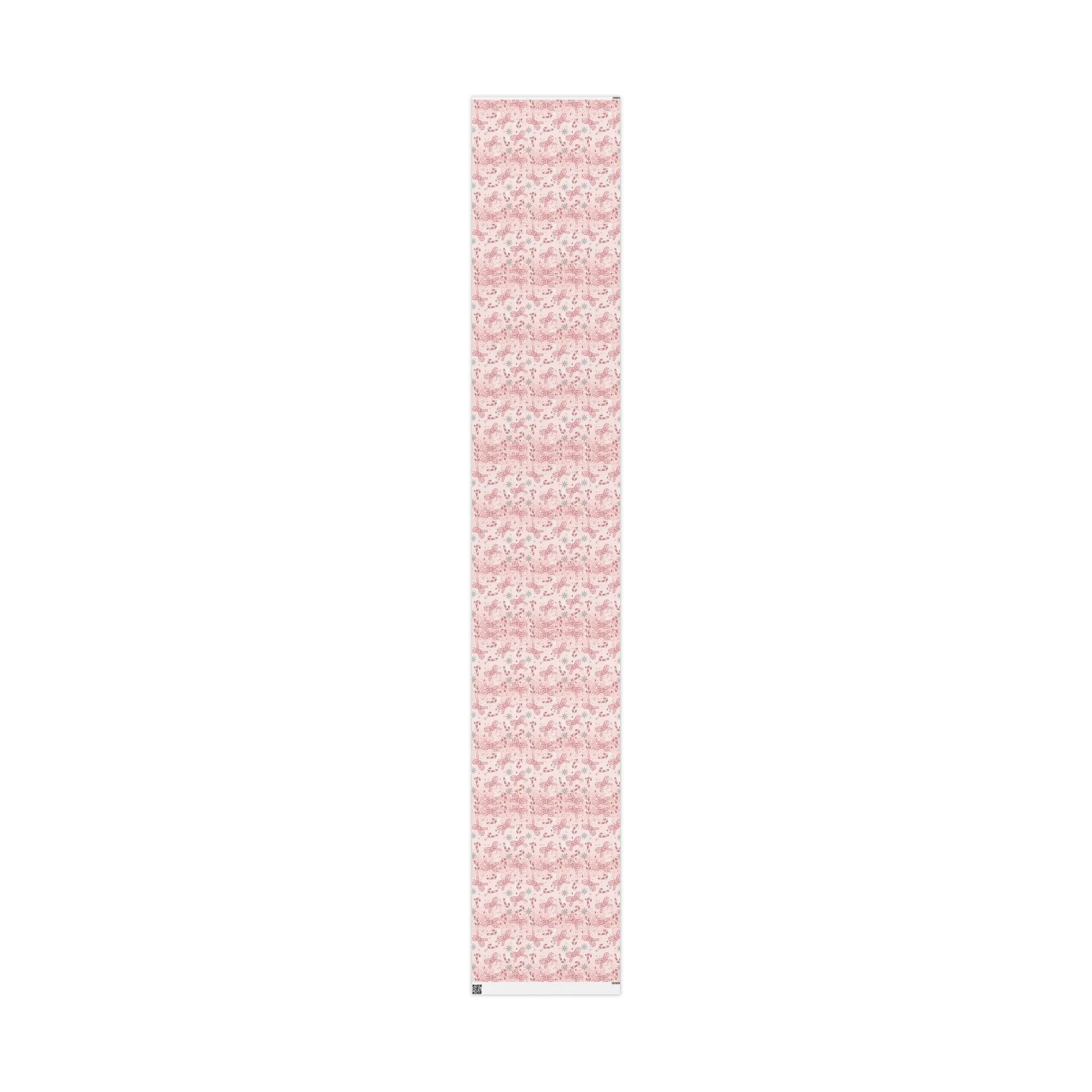 Pink Candy Cane Christmas Wrapping Paper : Trendy Holiday Gift Wrap with Bows & Snowflakes, Premium and Eco-Friendly