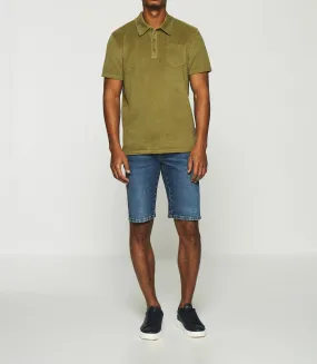 Polo uni en maille éponge avec poche kaki GAI