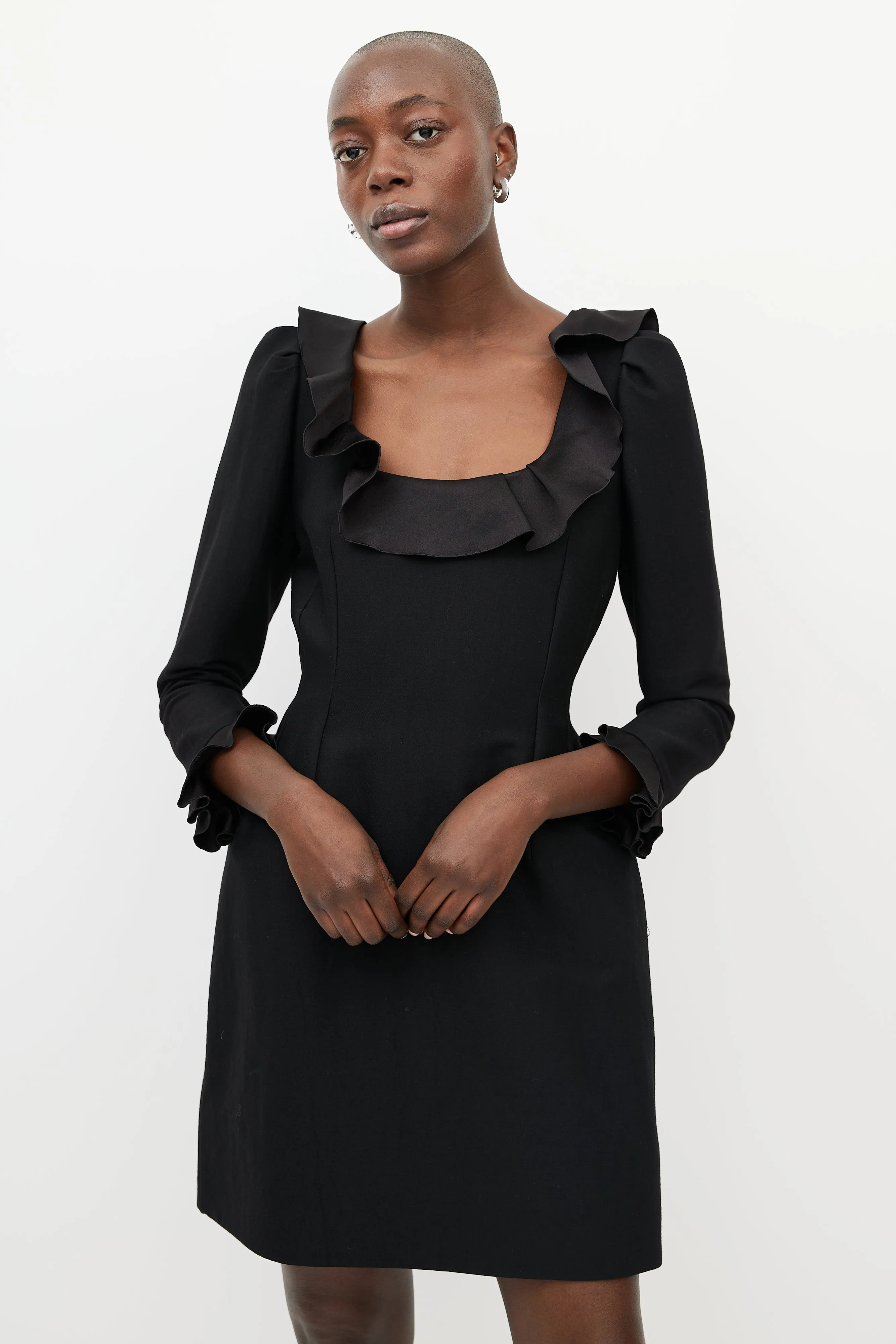 Pre-Fall 2011 Black Ruffle Midi Dress