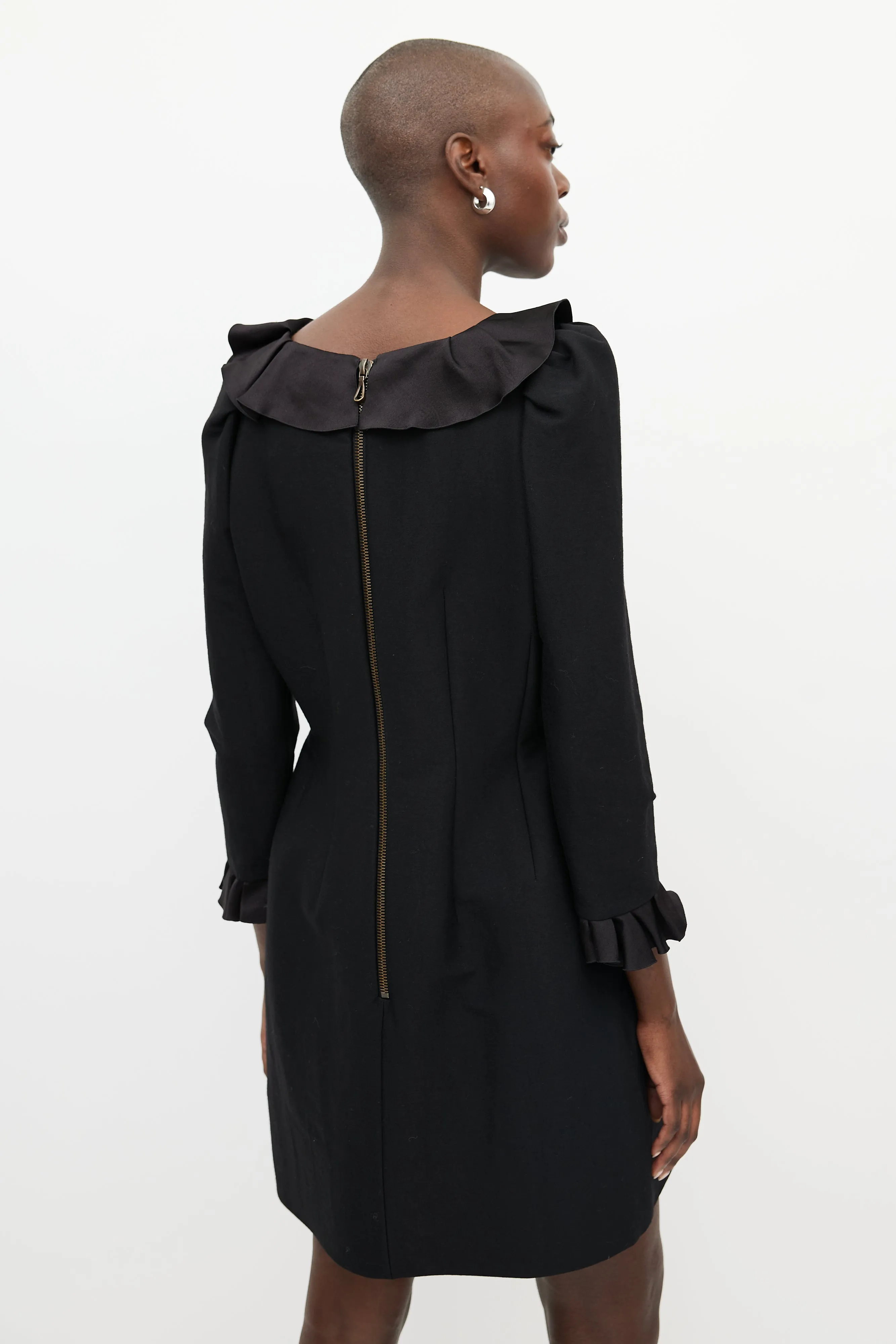 Pre-Fall 2011 Black Ruffle Midi Dress