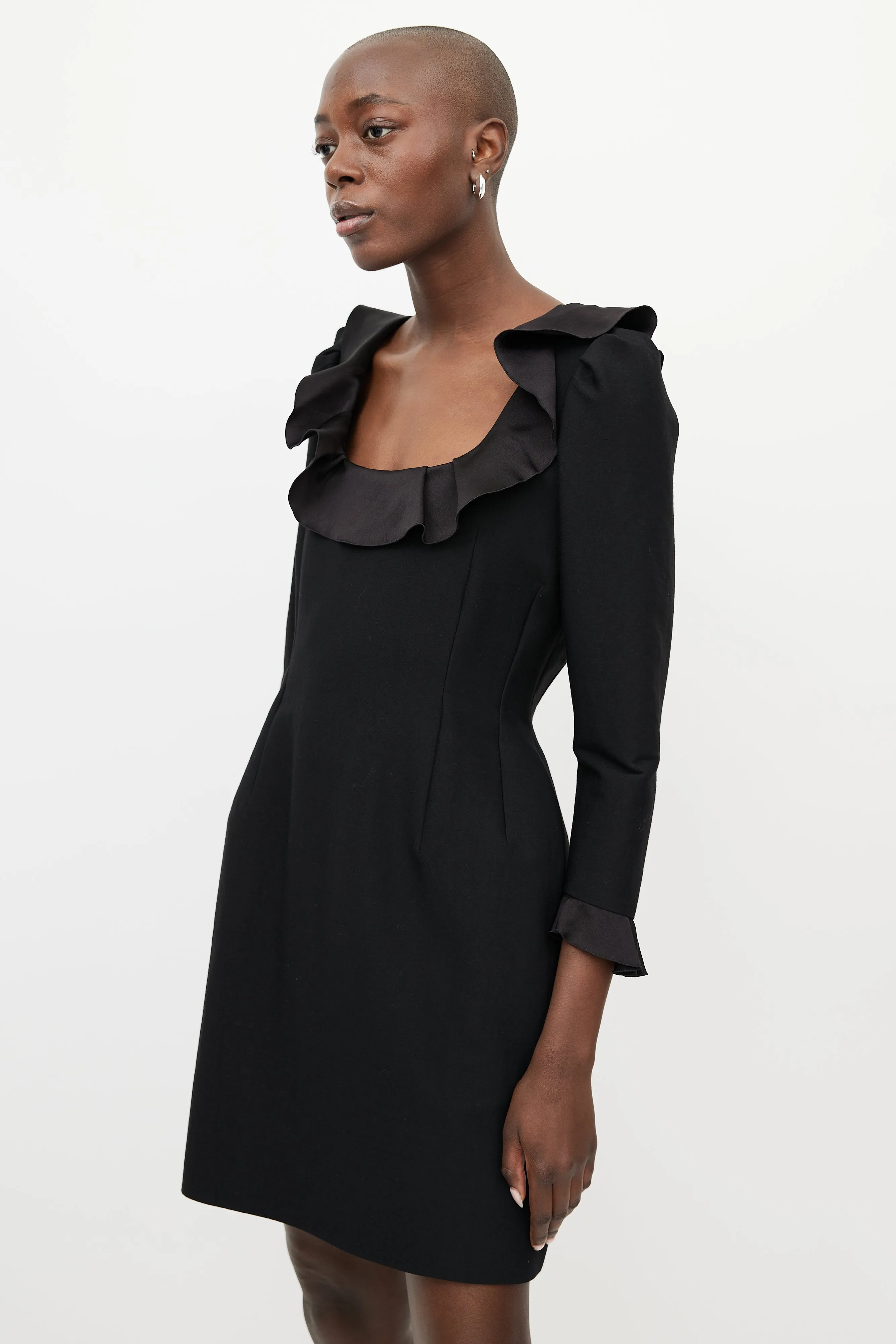 Pre-Fall 2011 Black Ruffle Midi Dress