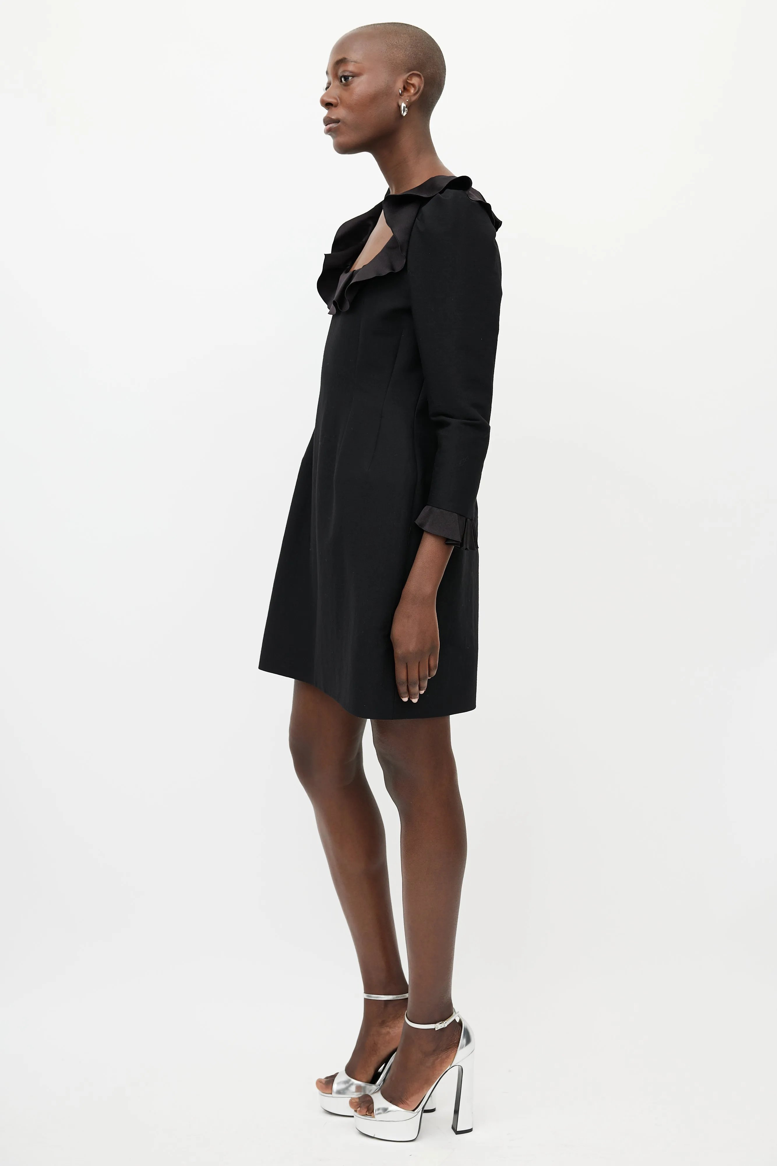 Pre-Fall 2011 Black Ruffle Midi Dress