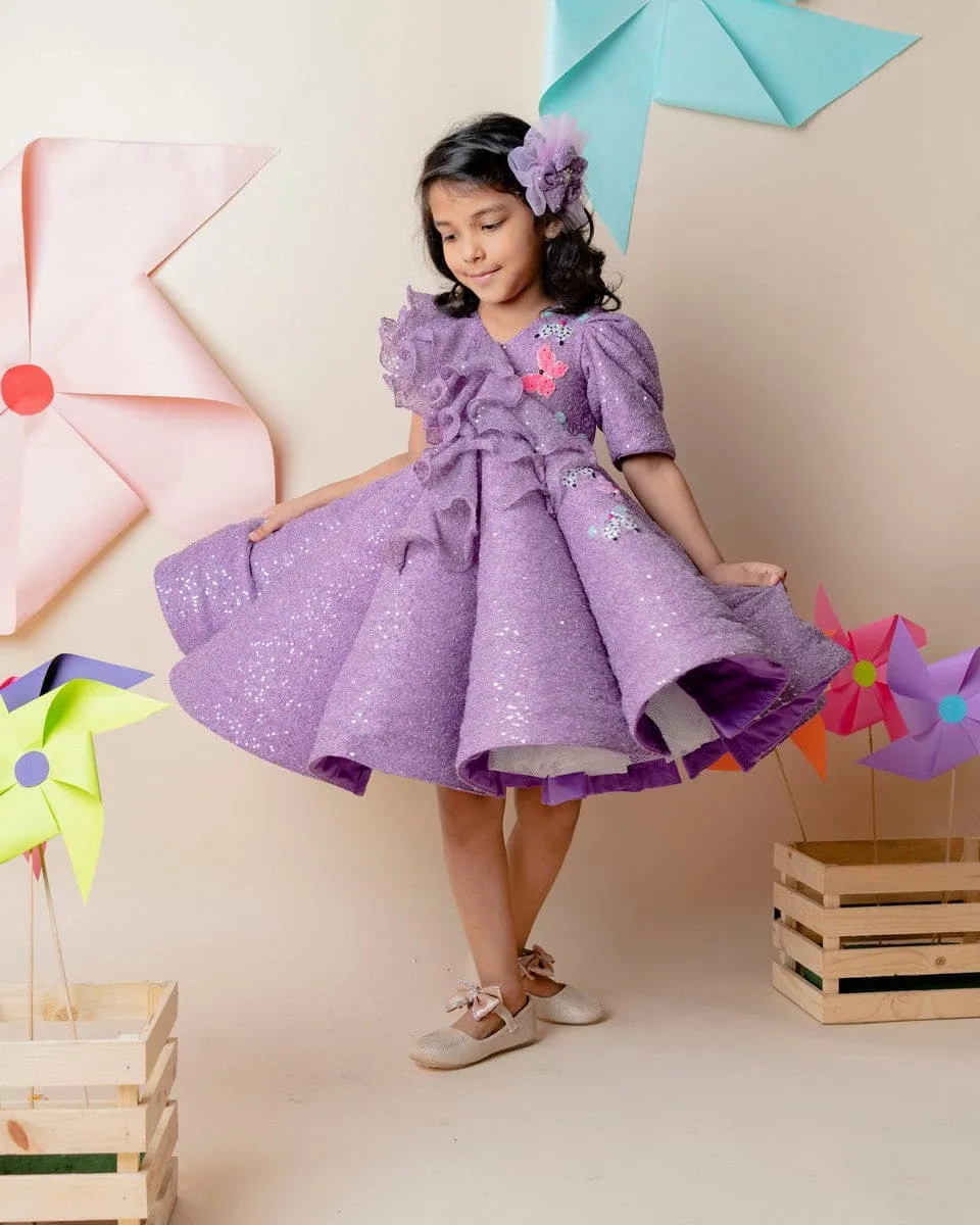 Pre-Order: Purple Sequins Structured Dress