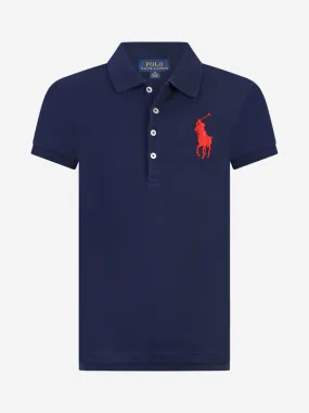 Ralph Lauren Girls Polo Top - Blue Big Pony Polo Top