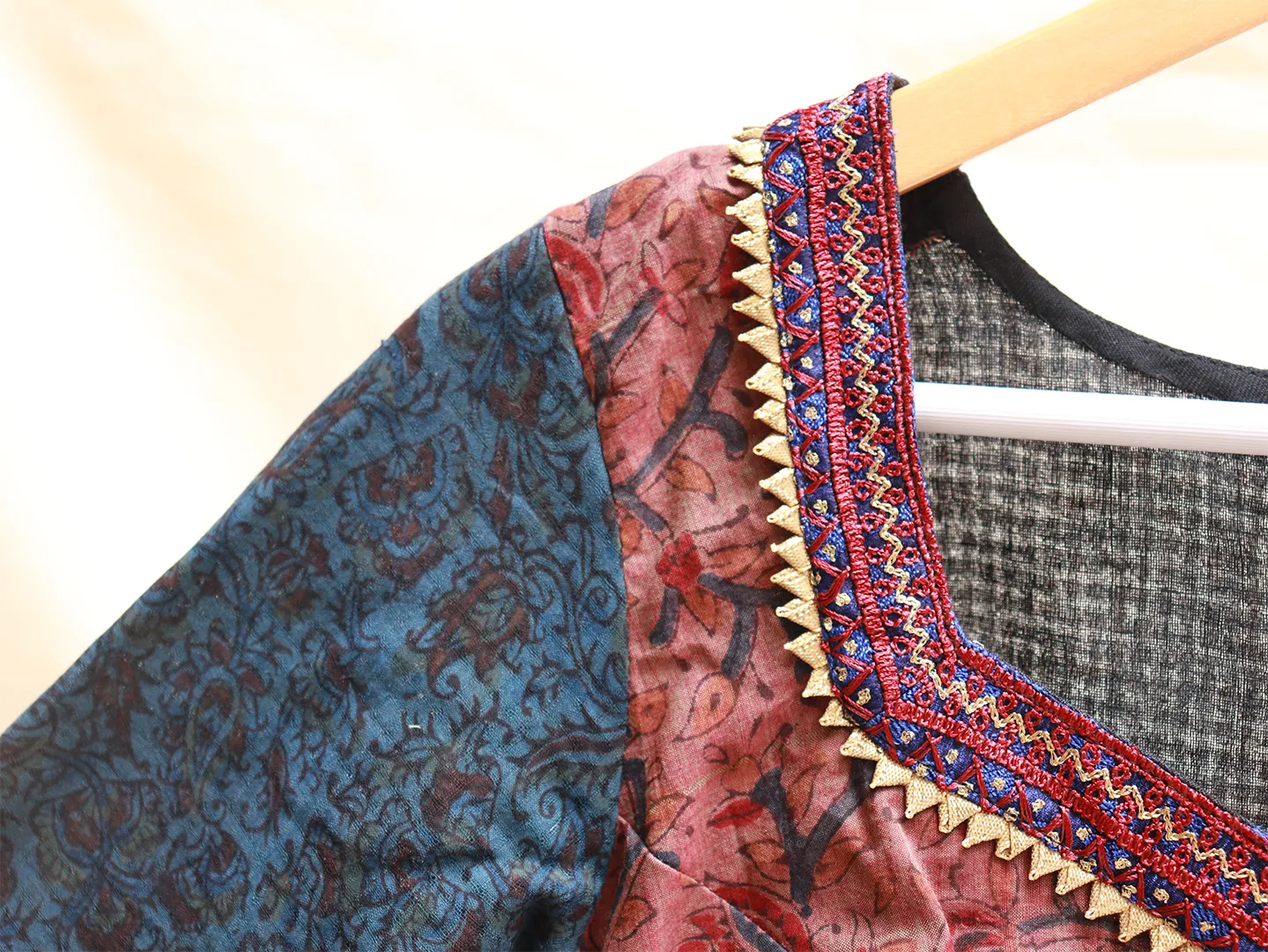 Royal Blue, Mangalgiri cotton, Hand embroidery blouse
