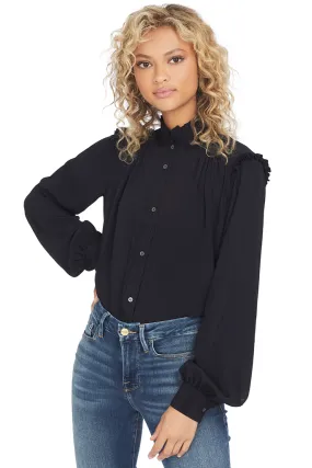 Ruffle Trimmed Crepe Blouse