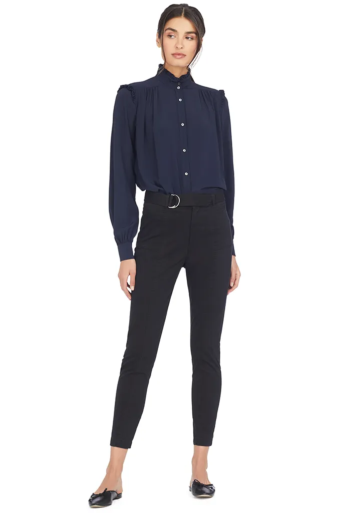 Ruffle Trimmed Crepe Blouse