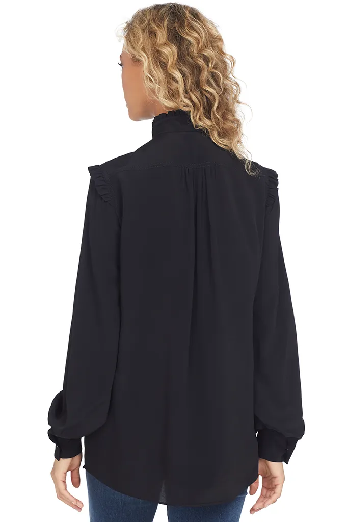Ruffle Trimmed Crepe Blouse