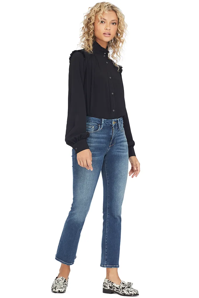 Ruffle Trimmed Crepe Blouse
