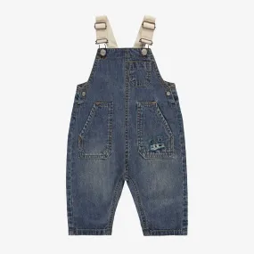 Salopette en denim bleu avec broderie, bébé || Blue denim overalls with embroidery, baby