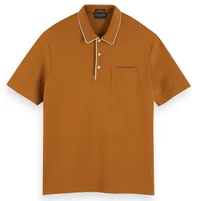Scotch & Soda Chic Cotton Jersey Polo With Contrast Piping - Teak