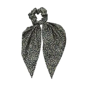 Scrunchie   Long Wide Tie - Black Floral