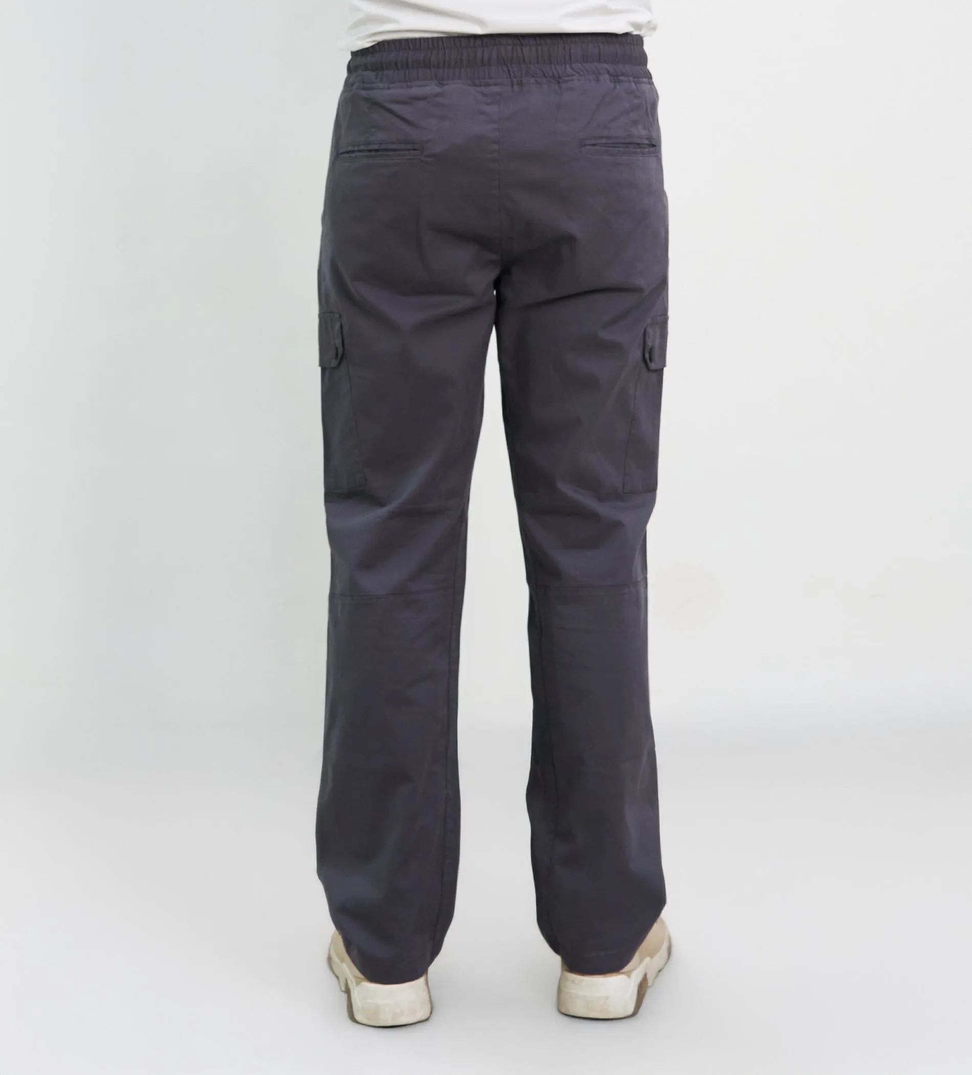 Snap Fit Charcoal Twill Cargo Pants