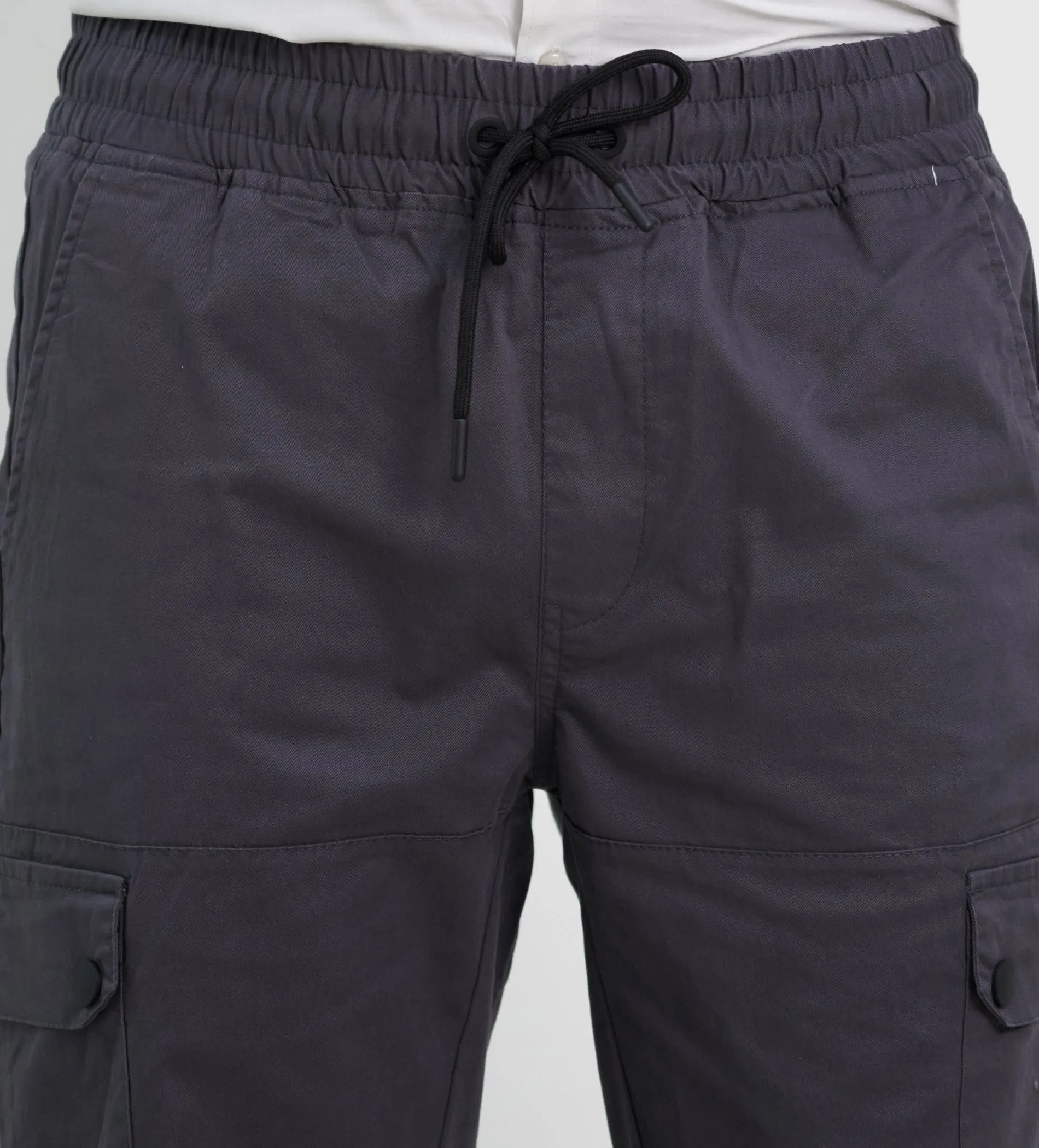 Snap Fit Charcoal Twill Cargo Pants