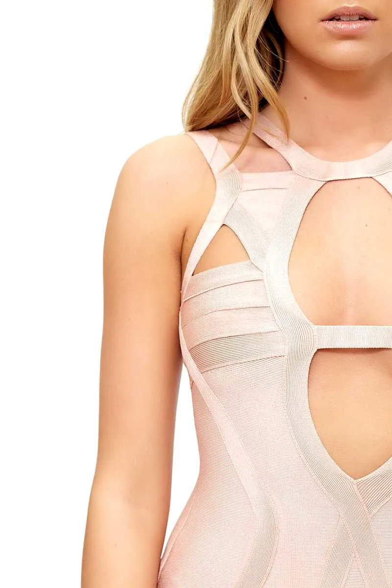 Sorrento - Pink Structured Bandage Dress