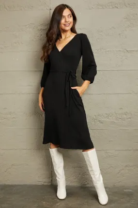 Timeless Surplice Flare Ruching Dress