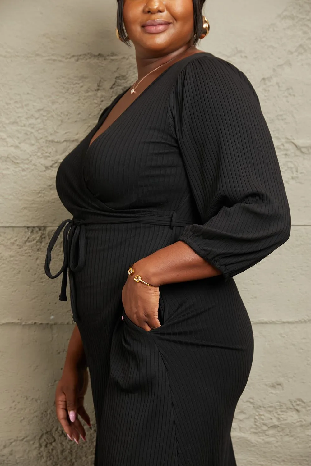 Timeless Surplice Flare Ruching Dress