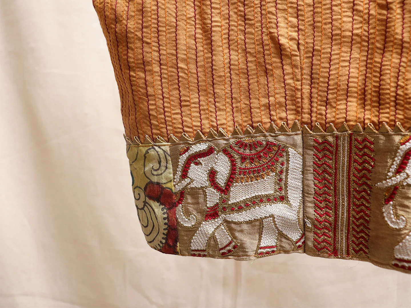 Trombone yellow, Kalamkari blouse