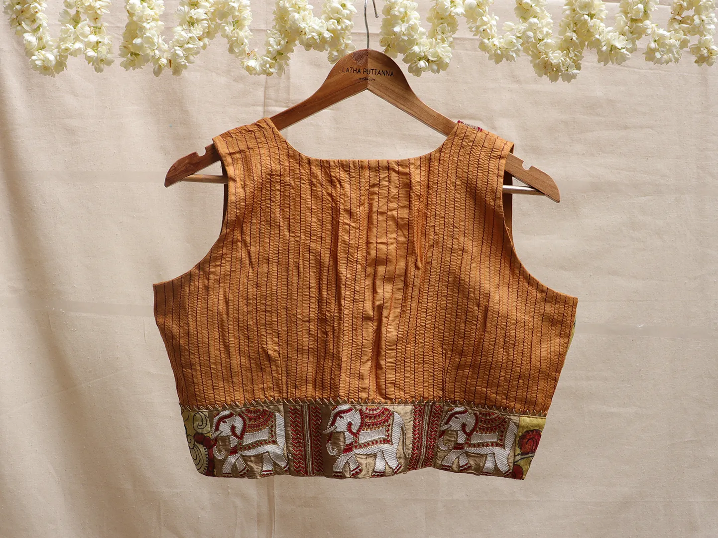Trombone yellow, Kalamkari blouse