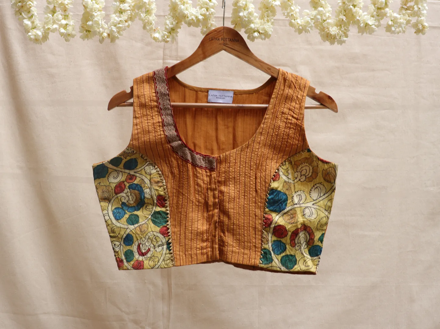 Trombone yellow, Kalamkari blouse