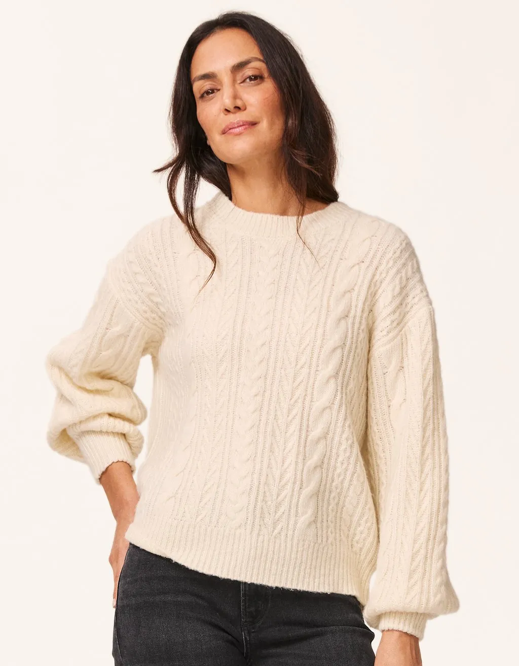 unsubscribed wool cotton cable sweater