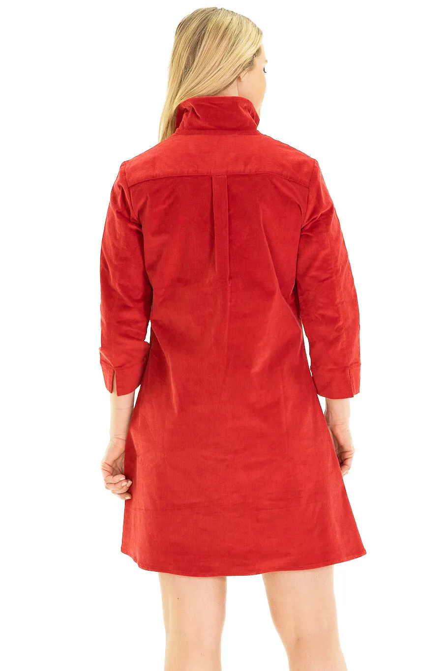 Victoria Dress in Red Corduroy