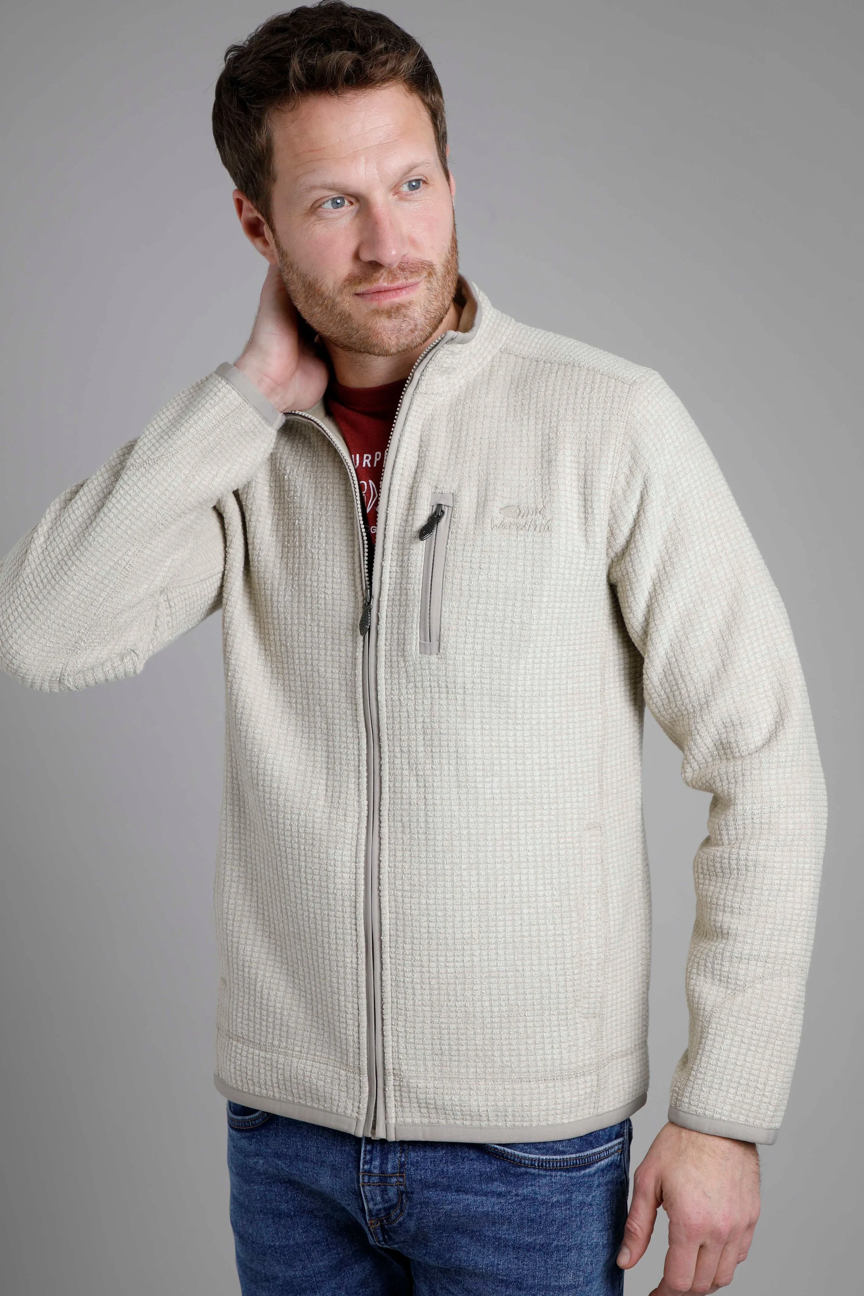 Weird Fish Rossten Fleece Full Zip- Ecru