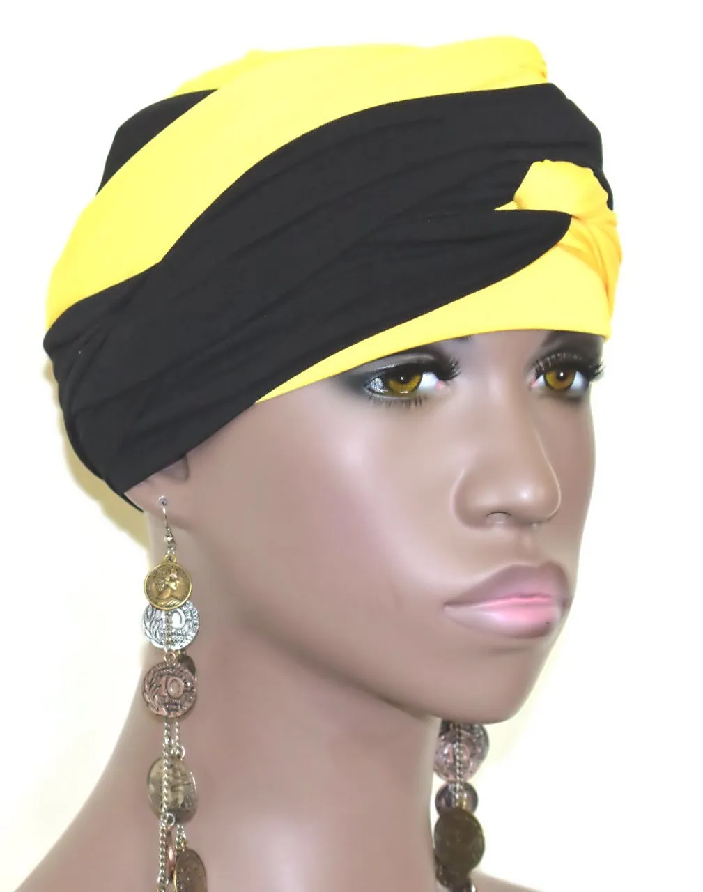 Women Black & Yellow EZ PZ Turban Wrap