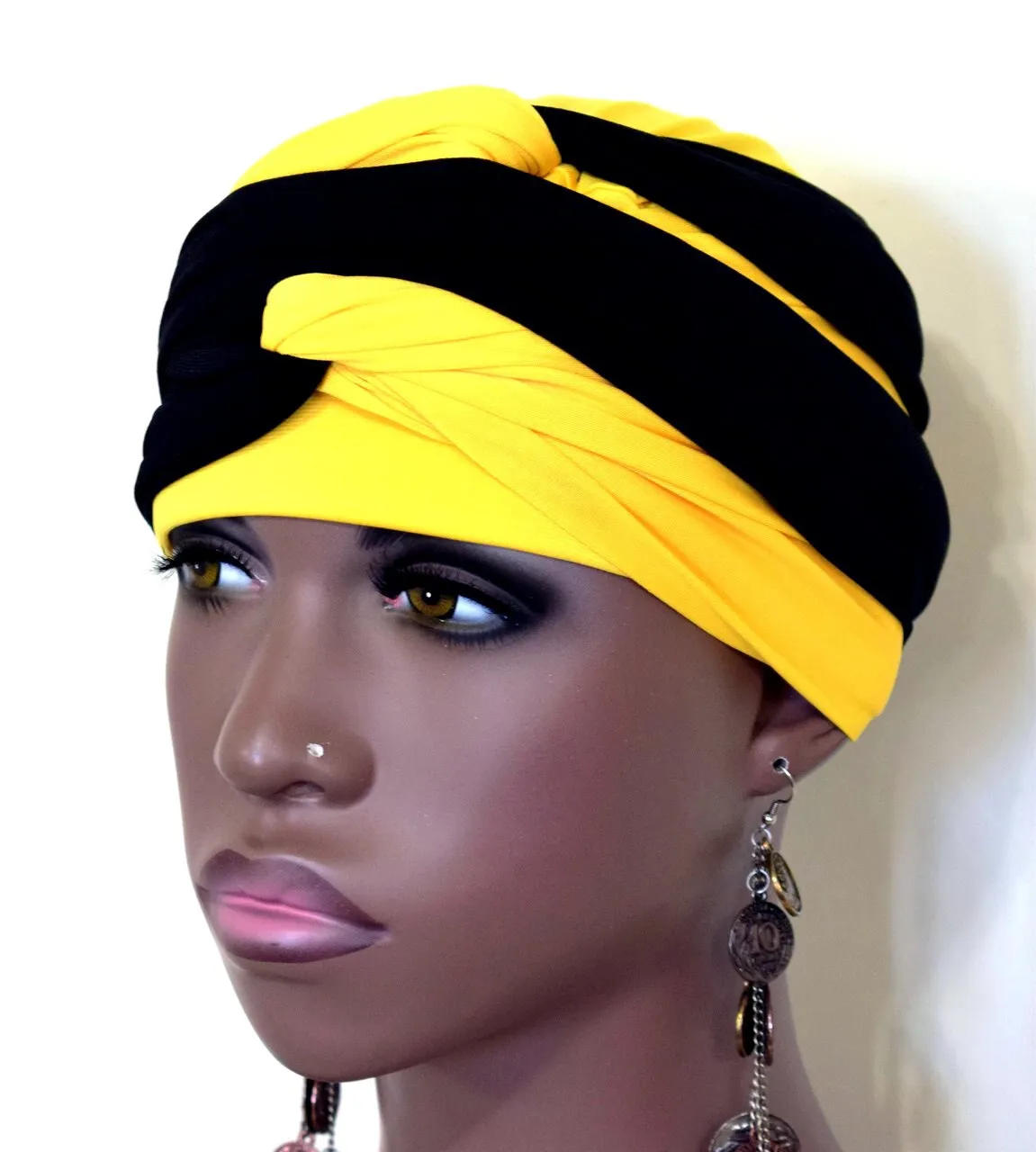 Women Black & Yellow EZ PZ Turban Wrap