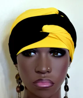 Women Black & Yellow EZ PZ Turban Wrap