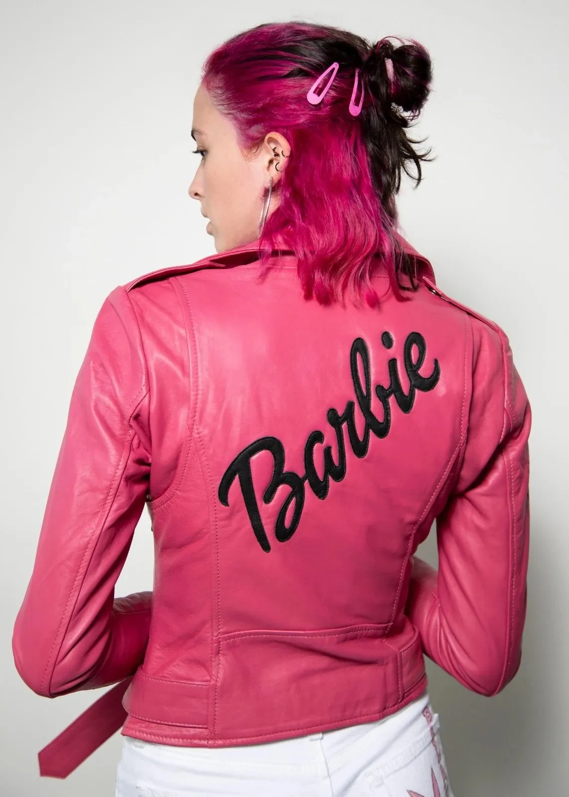 WOMENS BARBIE PINK LEATHER JACKET By TJS