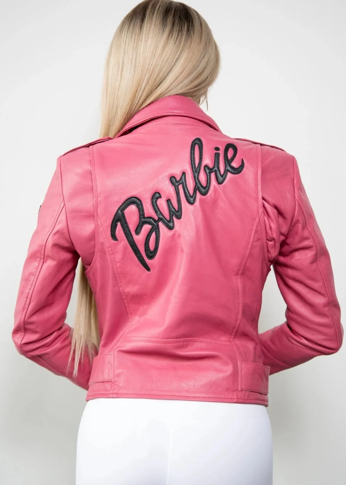 WOMENS BARBIE PINK LEATHER JACKET By TJS