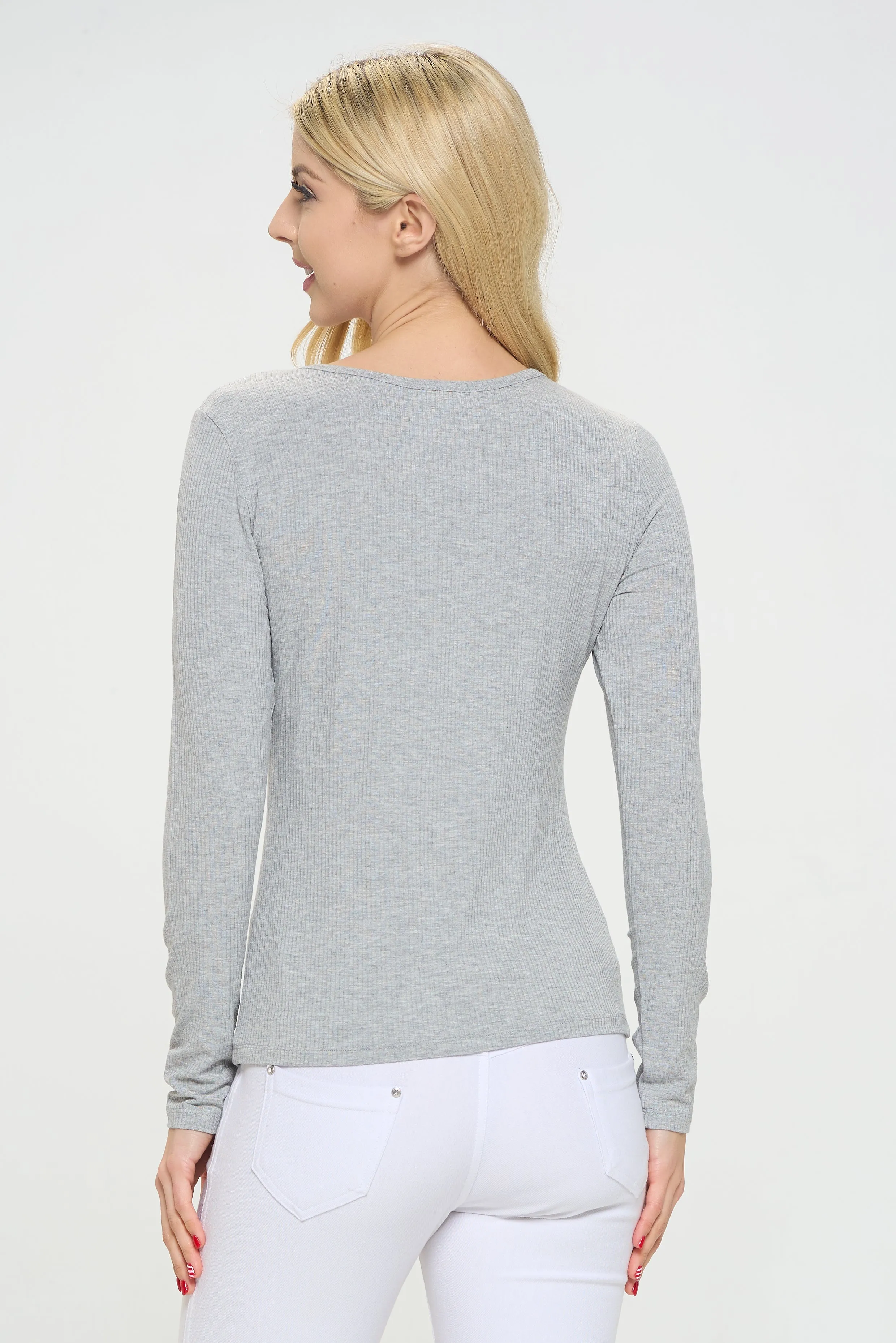 Women's Essential Ribbed Long Sleeves Top