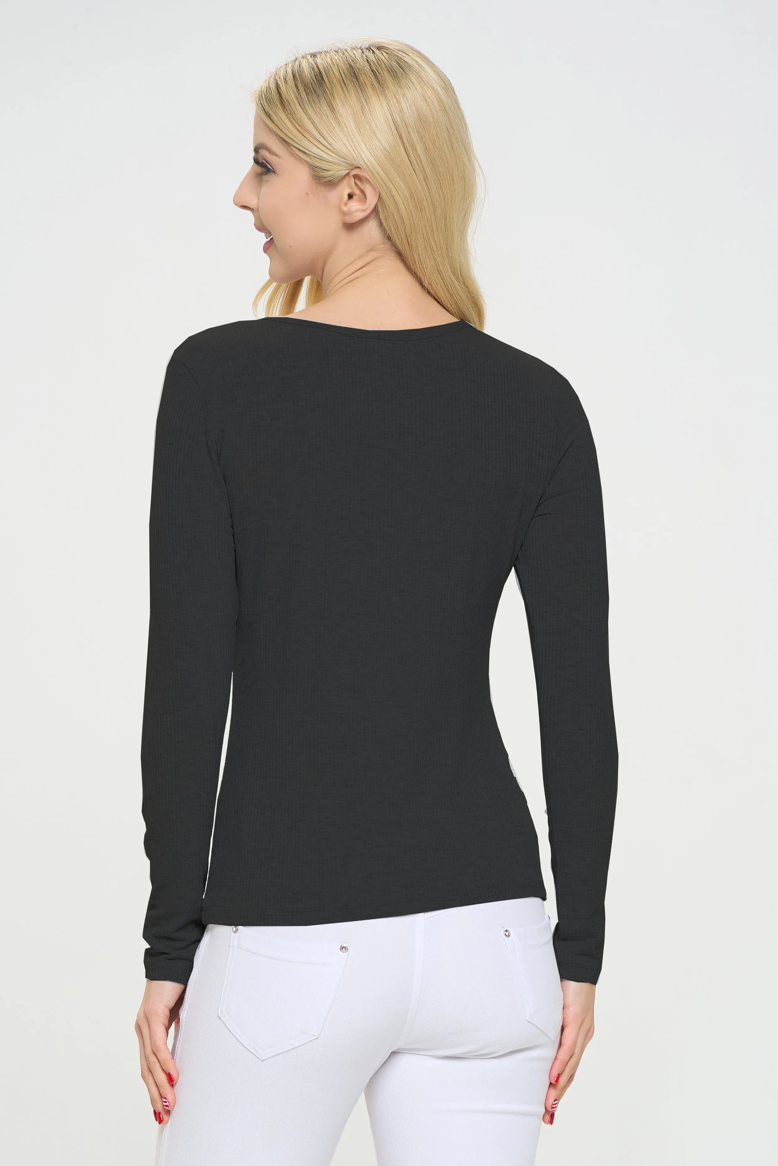 Women's Essential Ribbed Long Sleeves Top
