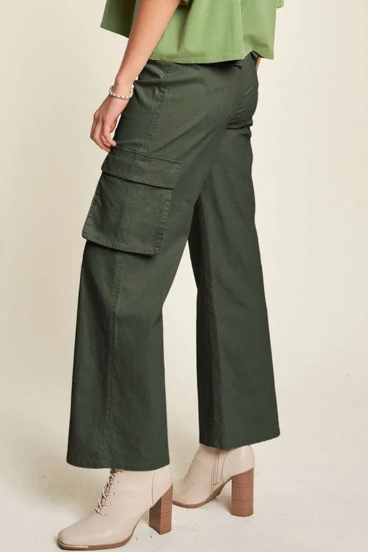 Womens Green  Mid Rise Cargo Pants
