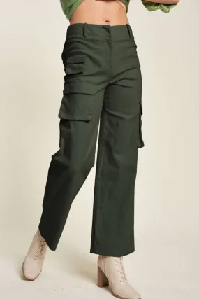 Womens Green  Mid Rise Cargo Pants