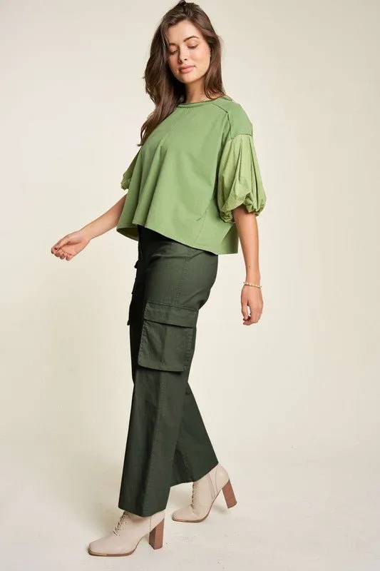 Womens Green  Mid Rise Cargo Pants