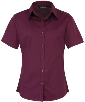 Womens short sleeve poplin blouse | Aubergine