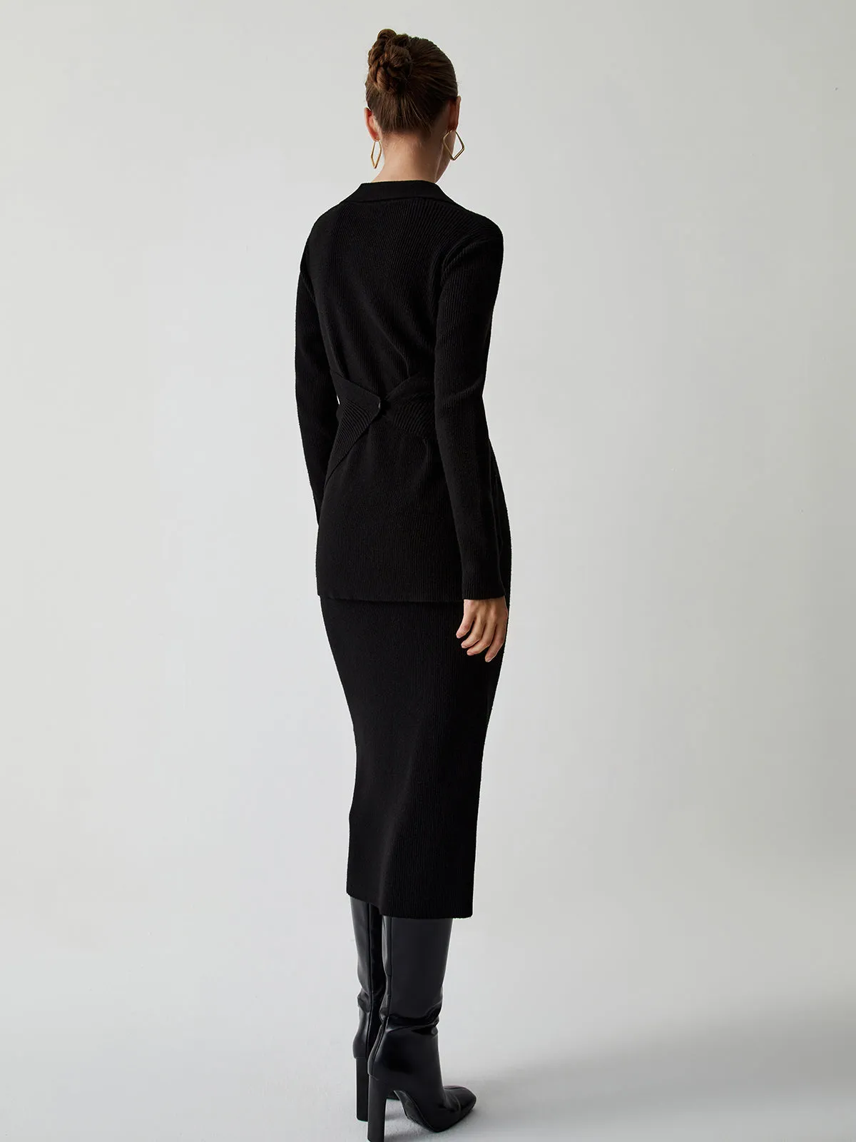 Wrap Knit Two Trendy Piece Skirt Set