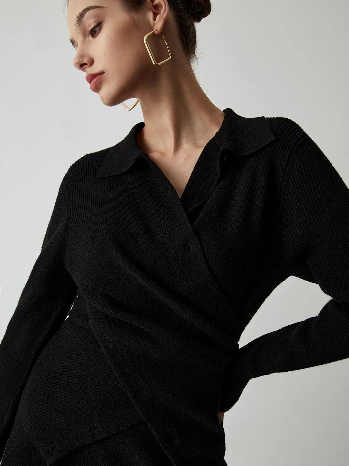 Wrap Knit Two Trendy Piece Skirt Set